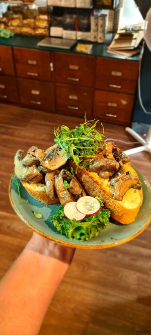 Mushrooms on toast at Weaver & Wilde Coffee House in Uppermill