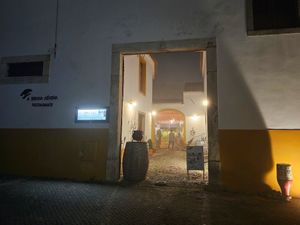 The entrance, even more atmospheric in the fog. at A Bruxa D'Évora in Evora