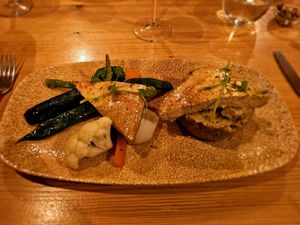 Tofu and asparagus "migas". at A Bruxa D'Évora in Evora