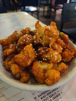 'Gobi Sweet & Sour': breaded cauliflower tossed in sweet and sour marinade (8.5) at Eat Doori in Dusseldorf