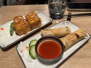 Spring rolls and fried tofu  at Chinacy in Vienna