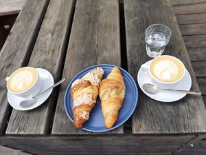 Vegan croissant and vegetarian vanilla one at Jonas Reindl Coffee Roaster - Cafe & Roastery in Vienna