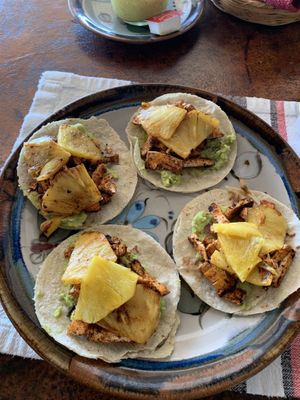 Fried tofu tacos  at Hotel Santa Fe in Puerto Escondido