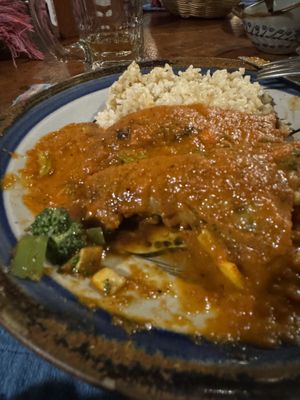 Stuffed seitan with rice 🌾   at Hotel Santa Fe in Puerto Escondido