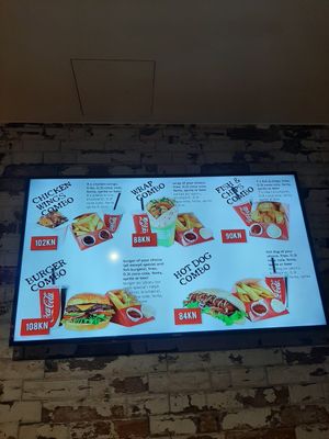 Menu options at Burger Tiger in Dubrovnik