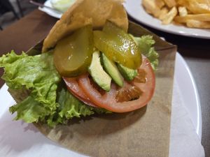 Arepa with black beans, avo, lettuce, tomato and pickles at Vene Canarias in Tenerife
