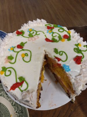 Vanilla Layer Cake, filled with fresh and roasted berries,and vegan whipped cream.  at Maximum Zen in Clarks Summit