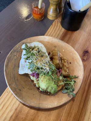 Guacamole toast (lots of options without egg)  at Aguacate Veggie Bar in San Cristobal De Las Casas