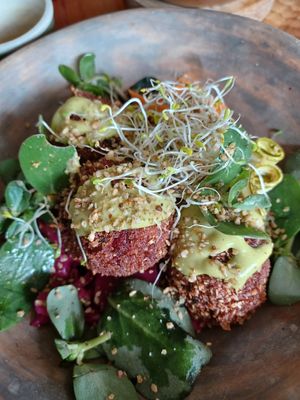 Albondigas, crunchy outside creamy inside at Aguacate Veggie Bar in San Cristobal De Las Casas