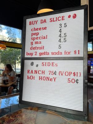 Slices menu  at TNT Pizza in San Diego
