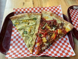 Pizza on the left was the best!   at TNT Pizza in San Diego