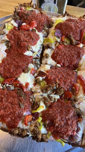 Vegan Detroit Style House Special Pizza  at TNT Pizza in San Diego
