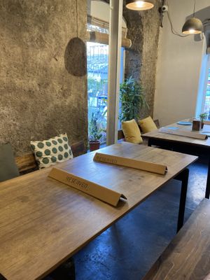 Seating  at Greenr Cafe in Mumbai