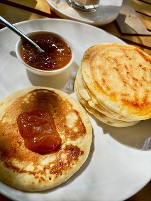 Vegan pancakes at The Green Bean Cascade in Yerevan