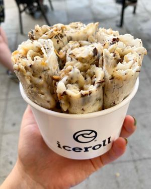 Coconut milk base, dark chocolate, peanut butter  at IceRoll in Athens