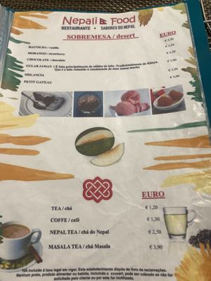 menu 1  at Nepali Food in Faro