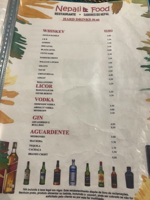 menu 2  at Nepali Food in Faro