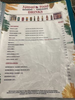 menu 4  at Nepali Food in Faro