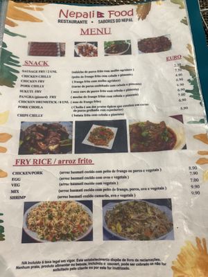 menu 7  at Nepali Food in Faro