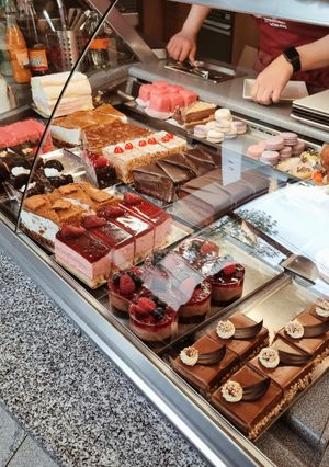 Front row vegan cakes at Cafe Konditorei Oberdöbling in Vienna