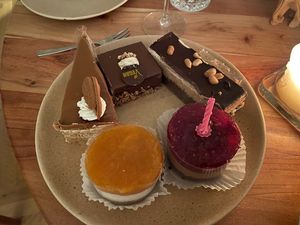 selection of vegan cakes  at Cafe Konditorei Oberdöbling in Vienna