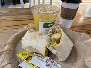Veggie breakfast burrito w/vegan cheese and vegan chorizo   at DFW - Artisan Market - TD in Dallas
