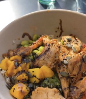 Bowl de arroz y heura at Galp in Medina Del Campo