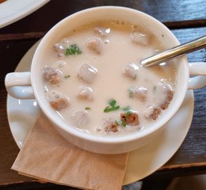 Knoblauchcreme Suppe Vegan at Luftburg - Kolarik im Prater in Vienna