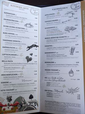 Kids' menu and desserts at Luftburg - Kolarik im Prater in Vienna