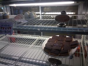 Bakery case at The Owlery in Bloomington