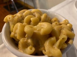 The vegan Mac and Cheese is delicious! at The Owlery in Bloomington