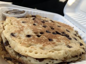 Chocolate chip pancakes  at The Owlery in Bloomington