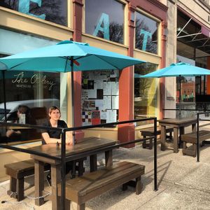 Outdoor seating at The Owlery in Bloomington