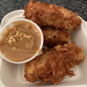 Coconut macadamia tofu! at The Owlery in Bloomington