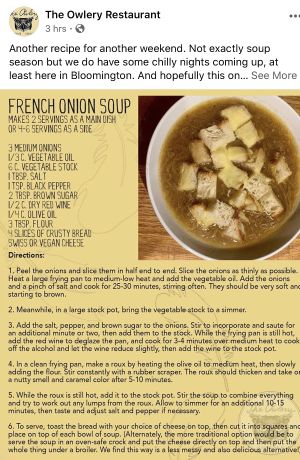 The Owlery is sharing recipes during the lockdown! at The Owlery in Bloomington