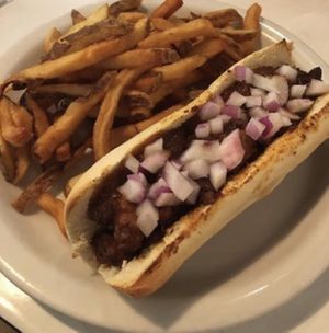 BBQ sub with sweet potato fries  at The Owlery in Bloomington