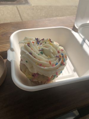 Vegan cupcake at The Owlery in Bloomington