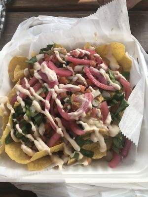 Vegan nachos at The Owlery in Bloomington