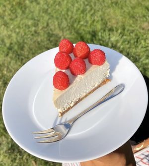 Our Raw Cheesecake is cashew based sitting on a pecan, almond Ginger crust  at Healthy As A Motha Vegan Kitchen in Brooklyn