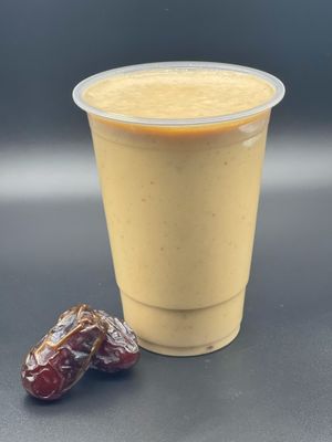 Our creamy Banana, Date & Peanut Butter Smoothie  at Healthy As A Motha Vegan Kitchen in Brooklyn