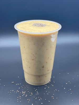 Our Superfood smoothie is made with fresh Soursop, Banana, Date, & Chia Seeds  at Healthy As A Motha Vegan Kitchen in Brooklyn