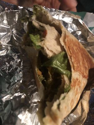 -Gluten free kale pesto chik’n wrap 
  at Healthy As A Motha Vegan Kitchen in Brooklyn