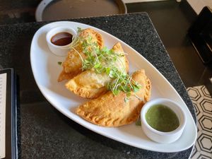 Empanada trio  at Healthy As A Motha Vegan Kitchen in Brooklyn