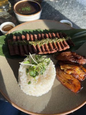steak w ricee  at Healthy As A Motha Vegan Kitchen in Brooklyn
