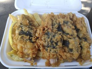 Vegan fish and chips at Bampton Street Fish Bar in Minehead