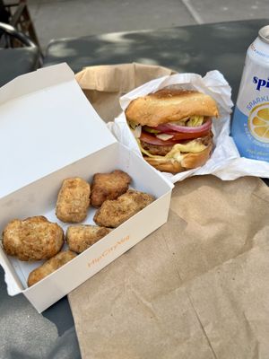 Nuggets and Ziggy burger   at HipCityVeg - Union Square in New York City