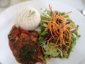 The main dish of the menu del dia at Nandala in Cuenca