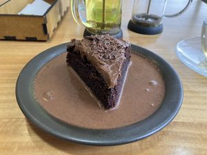 Decadent chocolate cake   at Nandala in Cuenca