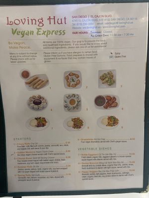 Menu  at Loving Hut Vegan Express (City Heights) in San Diego