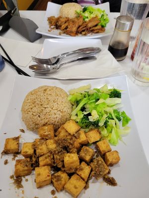 Lemongrass Tofu and Lucky Lemongrass at Loving Hut Vegan Express (City Heights) in San Diego